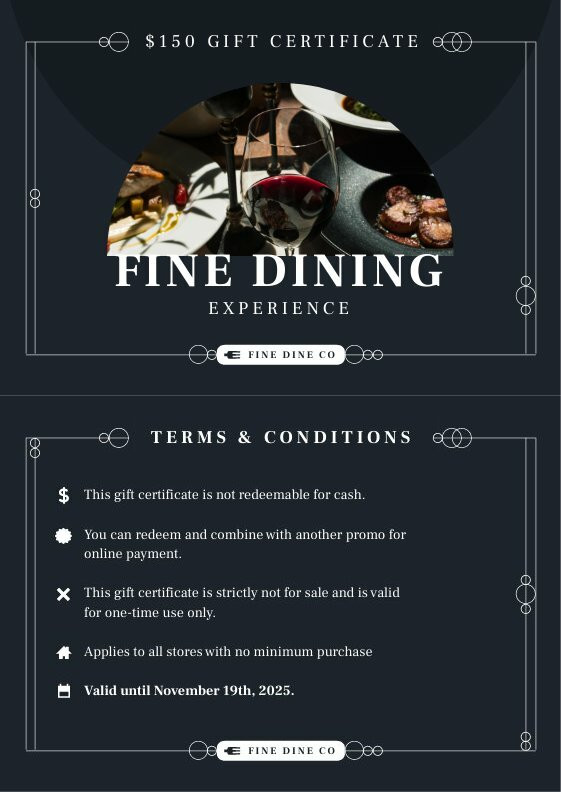 dinner gift certificate template