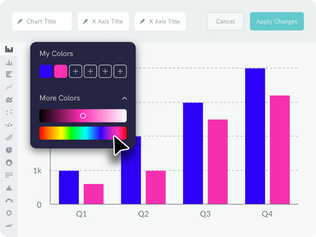 change color for bar chart, input value in the tool