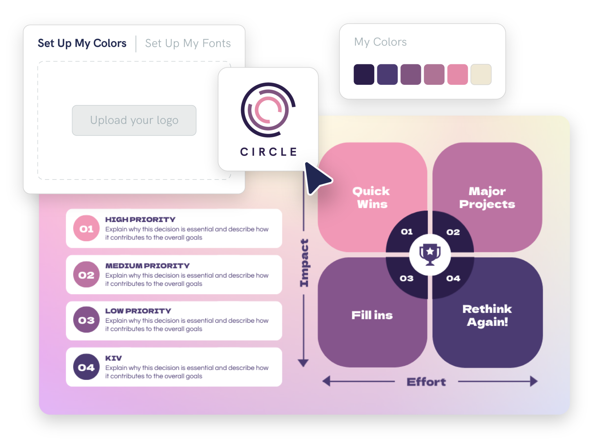 personalize by modifying the colors and fonts on your diagram according to your company branding