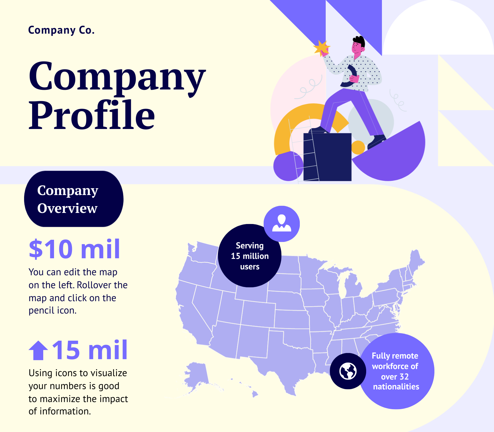 creative company profile template by piktochart