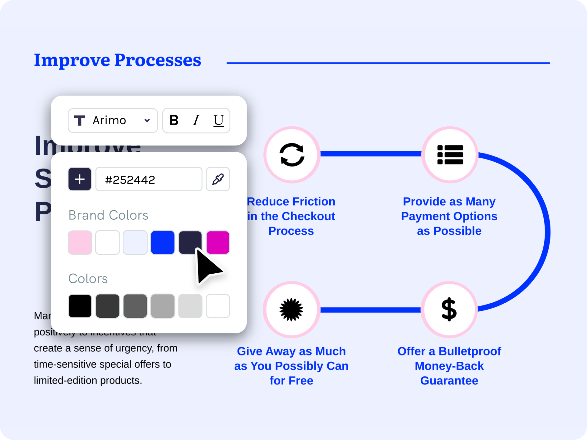 editor tab in timeline maker to modify font and color of your timeline